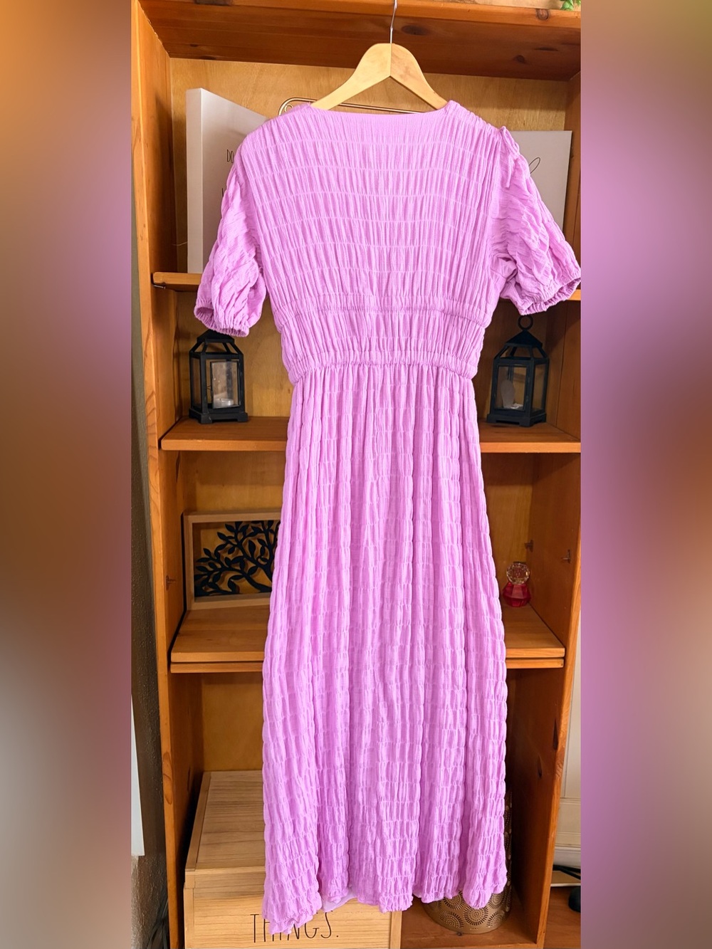 SABO Lilac Textured Cottage Maxi Dress Size S Vacation Romance - Picture 6 of 8
